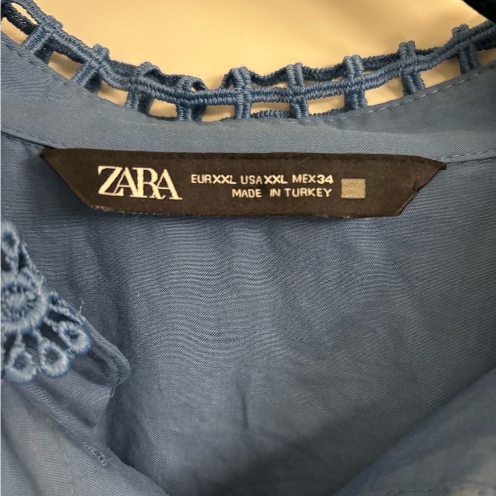 Zara Lace Detail Button Up Shirt